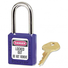 MASTER LOCK 410BLU, BLUE PLASTIC SAFETY PADLOCK  KEYED DIFFERENTLY